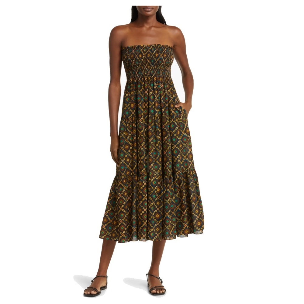 Ulla Johnson Batik Print Strapless Cover-Up Dress